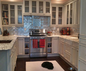 Photo of my kitchen with tin backsplash